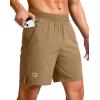 imageG Gradual Mens Athletic Running Shorts 759 Zipper Pocket Lightweight Workout Gym Quick Dry Shorts Golf Tennis HikingDark Khaki