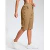 imageG Gradual Womens 13 Long Hiking Shorts with Zipper Pocket Lightweight Quick Dry Knee Length Bermuda Shorts for WomenDark Khaki