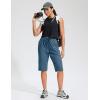 imageG Gradual Womens 13 Long Hiking Shorts with Zipper Pocket Lightweight Quick Dry Knee Length Bermuda Shorts for WomenDusty Blue