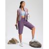 imageG Gradual Womens 13 Long Hiking Shorts with Zipper Pocket Lightweight Quick Dry Knee Length Bermuda Shorts for WomenPurple