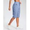imageG Gradual Womens 13 Long Hiking Shorts with Zipper Pocket Lightweight Quick Dry Knee Length Bermuda Shorts for WomenSlate Blue