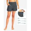 imageG Gradual Womens 3 High Waisted Swim Board Shorts with Pockets Quick Dry Swimsuit Bottoms Bathing Suit for Women with LinerDark Grey
