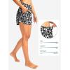 imageG Gradual Womens 3 High Waisted Swim Board Shorts with Pockets Quick Dry Swimsuit Bottoms Bathing Suit for Women with LinerWhite Flower
