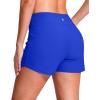 imageG Gradual Womens 4 Swim Board Shorts High Waisted Tummy Control Swimsuit Bathing Suit Bottoms for Women with Liner PocketDazzling Blue