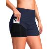 imageG Gradual Womens 4 Swim Board Shorts High Waisted Tummy Control Swimsuit Bathing Suit Bottoms for Women with Liner PocketNavy