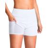 imageG Gradual Womens 4 Swim Board Shorts High Waisted Tummy Control Swimsuit Bathing Suit Bottoms for Women with Liner PocketWhite