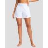 imageG Gradual Womens 5 Swim Board Shorts Quick Dry High Waisted Beach Shorts for Women Swimsuit Bottoms with Liner PocketsWhite