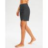 imageG Gradual Womens 7 Long Swim Board Shorts High Waisted Quick Dry Beach Swimming Shorts for Women with Liner PocketsDark Grey