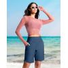 imageG Gradual Womens 9 Long Swim Board Shorts High Waisted Quick Dry Beach Swimming Shorts for Women with Pockets LinerDark Blue