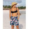 imageG Gradual Womens 9 Long Swim Board Shorts High Waisted Quick Dry Beach Swimming Shorts for Women with Pockets LinerNavy Flower