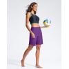 imageG Gradual Womens 9 Long Swim Board Shorts High Waisted Quick Dry Beach Swimming Shorts for Women with Pockets LinerPurple