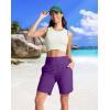 imageG Gradual Womens 9 Long Swim Board Shorts High Waisted Quick Dry Beach Swimming Shorts for Women with Pockets LinerPurple