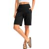 imageG Gradual Womens Bermuda Long Shorts with Pockets 9 High Waisted Knee Length Shorts for Women Walking Athletic WorkoutBlack