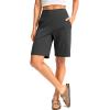 imageG Gradual Womens Bermuda Long Shorts with Pockets 9 High Waisted Knee Length Shorts for Women Walking Athletic WorkoutDark Grey