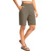 imageG Gradual Womens Bermuda Long Shorts with Pockets 9 High Waisted Knee Length Shorts for Women Walking Athletic WorkoutDark Khaki