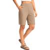 imageG Gradual Womens Bermuda Long Shorts with Pockets 9 High Waisted Knee Length Shorts for Women Walking Athletic WorkoutKhaki
