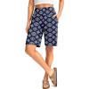 imageG Gradual Womens Bermuda Long Shorts with Pockets 9 High Waisted Knee Length Shorts for Women Walking Athletic WorkoutNavy Flower