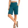 imageG Gradual Womens Bermuda Long Shorts with Pockets 9 High Waisted Knee Length Shorts for Women Walking Athletic WorkoutPeacock Green