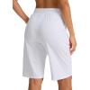 imageG Gradual Womens Bermuda Shorts 11 Knee Length Long Comfy Drawstring Walking Shorts for Women with Deep PocketsC White