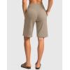 imageG Gradual Womens Bermuda Shorts with Pockets 11 Knee Length Stretch Comfy Drawstring Long Shorts for Women Summer WalkingKhaki