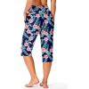 imageG Gradual Womens Swim Capri Pants 18 High Waisted Long Board Shorts UPF 50 Modest Swimsuits Pants with Pockets No LinerNavy Flower