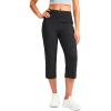 imageG Gradual Womens Yoga Capri Pants with Zipper Pocket High Waist Leggings Crop Straight Leg Workout Exercise Capris for WomenBlack