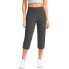 imageG Gradual Womens Yoga Capri Pants with Zipper Pocket High Waist Leggings Crop Straight Leg Workout Exercise Capris for WomenCharcoal