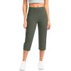 imageG Gradual Womens Yoga Capri Pants with Zipper Pocket High Waist Leggings Crop Straight Leg Workout Exercise Capris for WomenOlive