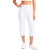imageG Gradual Womens Yoga Capri Pants with Zipper Pocket High Waist Leggings Crop Straight Leg Workout Exercise Capris for WomenWhite