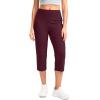 imageG Gradual Womens Yoga Capri Pants with Zipper Pocket High Waist Leggings Crop Straight Leg Workout Exercise Capris for WomenWine Red