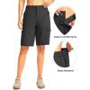 imageWomens 10 Hiking Golf Long Shorts with 5 Pockets Knee Length Lightweight Quick Dry Cargo Bermuda Shorts for WomenBlack