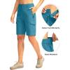 imageWomens 10 Hiking Golf Long Shorts with 5 Pockets Knee Length Lightweight Quick Dry Cargo Bermuda Shorts for WomenBlue