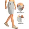 imageWomens 10 Hiking Golf Long Shorts with 5 Pockets Knee Length Lightweight Quick Dry Cargo Bermuda Shorts for WomenBright Grey