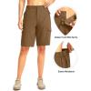imageWomens 10 Hiking Golf Long Shorts with 5 Pockets Knee Length Lightweight Quick Dry Cargo Bermuda Shorts for WomenBrown