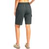 imageWomens 10 Hiking Golf Long Shorts with 5 Pockets Knee Length Lightweight Quick Dry Cargo Bermuda Shorts for WomenDark Grey