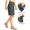 imageWomens 10 Hiking Golf Long Shorts with 5 Pockets Knee Length Lightweight Quick Dry Cargo Bermuda Shorts for WomenDark Grey