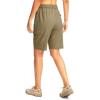 imageWomens 10 Hiking Golf Long Shorts with 5 Pockets Knee Length Lightweight Quick Dry Cargo Bermuda Shorts for WomenDusty Khaki