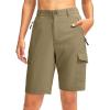 imageWomens 10 Hiking Golf Long Shorts with 5 Pockets Knee Length Lightweight Quick Dry Cargo Bermuda Shorts for WomenDusty Khaki