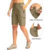 imageWomens 10 Hiking Golf Long Shorts with 5 Pockets Knee Length Lightweight Quick Dry Cargo Bermuda Shorts for WomenDusty Khaki