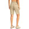 imageWomens 10 Hiking Golf Long Shorts with 5 Pockets Knee Length Lightweight Quick Dry Cargo Bermuda Shorts for WomenLight Khaki