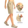 imageWomens 10 Hiking Golf Long Shorts with 5 Pockets Knee Length Lightweight Quick Dry Cargo Bermuda Shorts for WomenLight Khaki