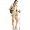 imageWomens 10 Hiking Golf Long Shorts with 5 Pockets Knee Length Lightweight Quick Dry Cargo Bermuda Shorts for WomenLight Khaki