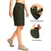 imageWomens 10 Hiking Golf Long Shorts with 5 Pockets Knee Length Lightweight Quick Dry Cargo Bermuda Shorts for WomenOlive