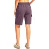 imageWomens 10 Hiking Golf Long Shorts with 5 Pockets Knee Length Lightweight Quick Dry Cargo Bermuda Shorts for WomenPurple