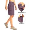 imageWomens 10 Hiking Golf Long Shorts with 5 Pockets Knee Length Lightweight Quick Dry Cargo Bermuda Shorts for WomenPurple