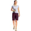 imageWomens 10 Hiking Golf Long Shorts with 5 Pockets Knee Length Lightweight Quick Dry Cargo Bermuda Shorts for WomenWine