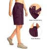 imageWomens 10 Hiking Golf Long Shorts with 5 Pockets Knee Length Lightweight Quick Dry Cargo Bermuda Shorts for WomenWine