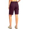 imageWomens 10 Hiking Golf Long Shorts with 5 Pockets Knee Length Lightweight Quick Dry Cargo Bermuda Shorts for WomenWine