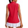 imageWomens Sleeveless Golf Polo Shirts Tennis Quick Dry Collared Tank Tops VNeck Polos for WomenRed3XL
