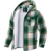 imageG Gradual Mens Flannel Jacket Fleece Sherpa Lined Hoodies Zip Up Plaid Shirt Warm Winter Jackets for Men with Zipper PocketsGreen White
